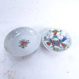 A Chinese dish decorated with beetles and cricket, and another with floral and butterfly design, 8cm