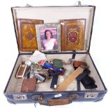 Various collectables, including watch movements, silver plated photo frame, Royal Dutch Airlines