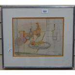 Mary Frazer, watercolour, still life, framed, overall 38cm x 44cm