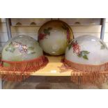 A set of 5 hand painted frosted glass ceiling light shades, diameter 35cm (5)