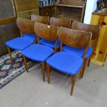 A set of 6 mid-century Danish teak and oak dining chairs, by Eva & Nils Koppel for Slagelse