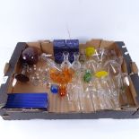 2 boxes with glass vases, drinking glasses etc