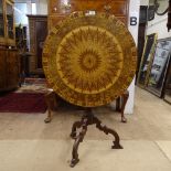 A 19th century Sorrento Ware tilt-top table, with allover leaf and chequered marquetry inlaid