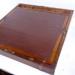 A mahogany writing slope, with fitted interior and brass mounts, width 49cm
