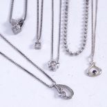 JENS JOYS AAGAARD - a silver and stone set pendant necklace, and 5 other silver and stone set