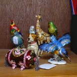 A group of 8 novelty boxes modelled as animals and birds etc, with painted and jeweled decoration,