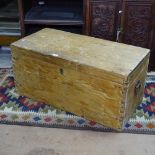 A Victorian pine blanket chest, W90cm, H42cm, D44cm