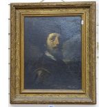 R Baures?, a 19th century oil on board, head and shoulder portrait of a Spanish gentleman in a