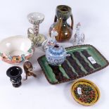 Various ceramics, including John Solly of Maidstone Studio pottery dish, Ben Thomas porcelain