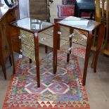 A pair of modern stained wood and mirrored glass drawer-fronted bedside chests, W47cm, H66cm, D30cm