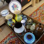 Various Studio pottery and ceramics, including West German vase, Poole Pottery plate etc (boxful)