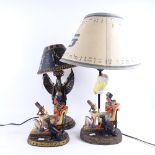 2 modern Egyptian Revival table lamps, and a similar resin sculpture, height 19cm (3)