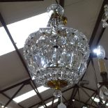 A Vintage moulded glass hanging ceiling light fitting, height 50cm