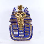 A large modern Egyptian Revival ceramic pharaoh-head sculpture, height 38cm