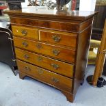 A Georgian mahogany 5-drawer chest on bracket feet, W113cm, H112cm, D54cm