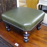 A Victorian studded leather upholstered footstool