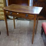 A Georgian mahogany side table, with single frieze drawer, on square tapered legs, W76cm, H72cm,