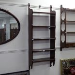 Stained beech 5-tier hanging open bookshelves, W47cm, H120cm