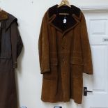 A Vintage Finnish Austin Reed suede long coat, size 54