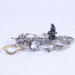 9 various Danish silver and stone set rings