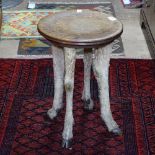 TAXIDERMY - a Roland Ward deer-footed stool, W35cm, H49cm