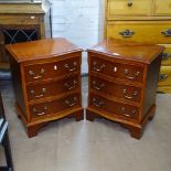 A pair of yew wood serpentine-front 3-drawer side chests