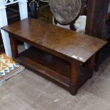 A rectangular 2-tier coffee table, on chamfered square legs, L100cm, H43cm, D41cm