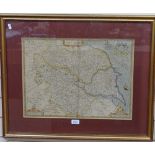 A 19th century Antique hand coloured map of Yorkshire, to include the German Ocean and part of