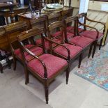 A set of 8 19th century mahogany dining chairs, with table-top rails and upholstered drop-in