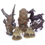 A group of Eastern cast metal figures and animals, largest height 10cm (7)