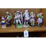 Various Vintage Continental porcelain figures, tallest 13cm