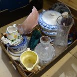 Various ceramics and glass, including Italian shell bowl, Sylvac Ware jug etc (boxful)