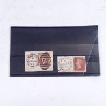 POSTAGE STAMPS - GB - 1872 and 1889 Victorian pieces, showing 2 different sized Bletchley Station