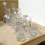 A group glass ware, including vases, sherry glasses, decanters, etc.