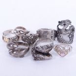 Various silver dress rings
