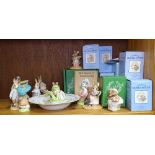 A group of boxed Beswick Beatrix Potter figures, a Victorian nursery plate etc