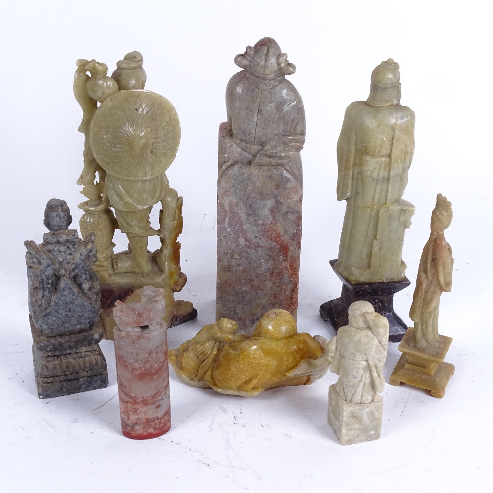 A group of Oriental hardstone carvings and figures, largest height 17cm (8) - Image 2 of 2