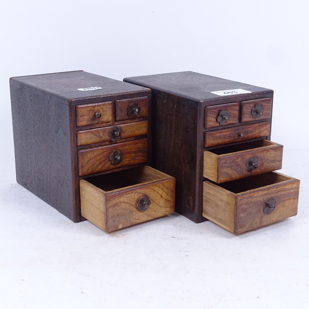 A pair of 5-drawer table-top jewellery chests, height 12.5cm - Image 2 of 2