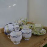 A Shelley Forget-Me-Not pattern 3-piece china tea set, and a Royal Doulton April V2000 part tea set