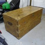 A 19th century brass-bound camphorwood blanket chest, W95cm, H46cm, D47cm