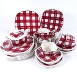 A quantity of mid-century T G Green Patio Gingham tableware