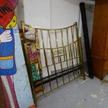 An Antique brass 4'6" bed frame