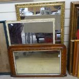 A Victorian walnut-framed oval mantel mirror, and 2 gilt-framed mirrors