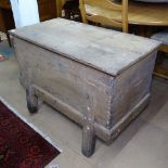 A 19th century pine coffer on stand, W96cm, H67cm, D50cm