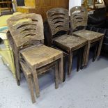 A set of 6 stained ply ladder-back style dining chairs