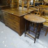 An oak chest of 4 drawers, and an oak barley twist occasional table (2)