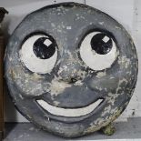 A large papier mache and painted Thomas the Tank Engine face, W130cm