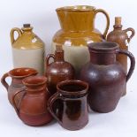 19th century Pratt & Co jug, 14.5cm, large glazed stoneware jug, a Reading flagon etc