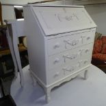 A modern white painted 3-drawer bureau, and matching console table