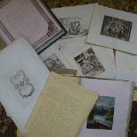 A large quantity of drawings and prints, mainly 19th century (boxful)